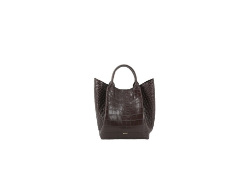 An image of Abro '032432-19' leather croc bag - dark brown