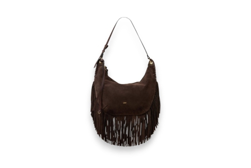 An image of Abro '032329-33' suede bag - dark brown