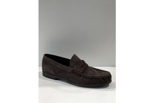An image of Paul Green '1228' suede loafer - chocolate