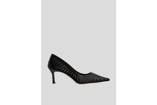 An image of Lola Cruz 'Candice' velvet shoe - black