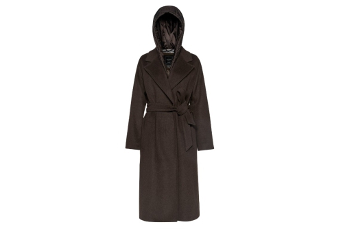 An image of Geox "Rawelle Maxi Coat - Brown 